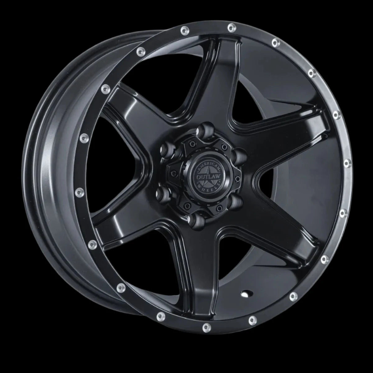 AMERICAN OUTLAW 'Six Shooter' 17" - Satin Black Milled Rims (set of 5 Jeep 5x127)