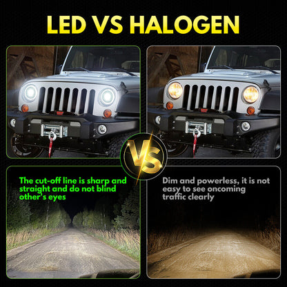LED Headlights 'Dragons Eye' with DRL for Wrangler JK JKU TJ (pair) A+ 'OSRAM' LED