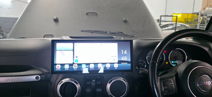 NEW 12.3″ PREMIUM Apple Car Play Upgrade for Jeep Wrangler JK/JKU 2008-2018 (INSTALLED with REVERSE CAM) with Android Auto