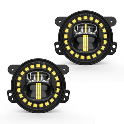 FOG Lights 'CLOCK' 4" LED with DRL for Wrangler JK JKU JL Gladiator (pair)