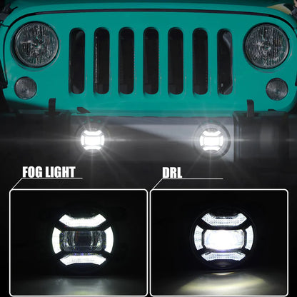 FOG Lights 'KONG' 4" LED with DRL for Wrangler JK JKU JL Gladiator (pair)