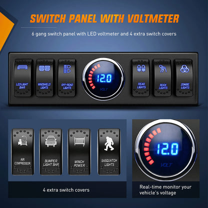 6-WAY Switch Control System for Jeep Wrangler 07-18 (100Amp max)