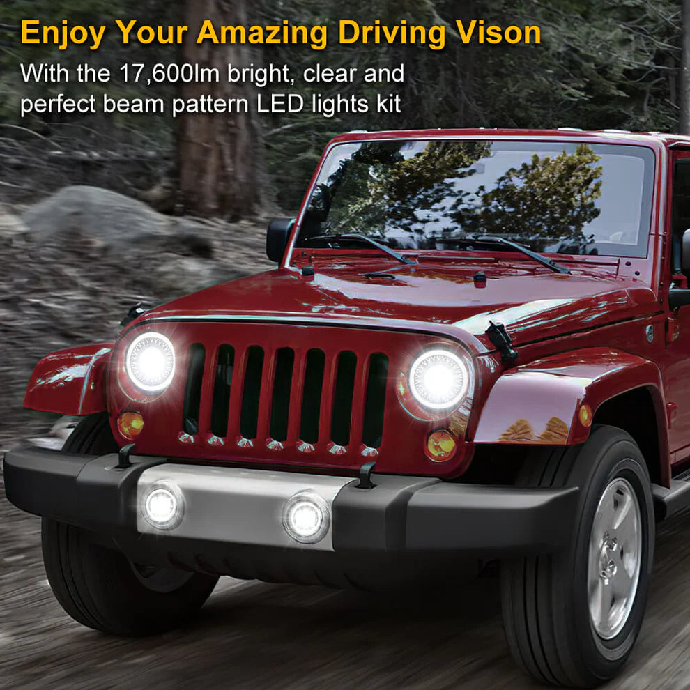 LED Headlights 'Dragons Eye'' for Wrangler JL with DRL (pair with JL Adaptors) A+ 'OSRAM' LED