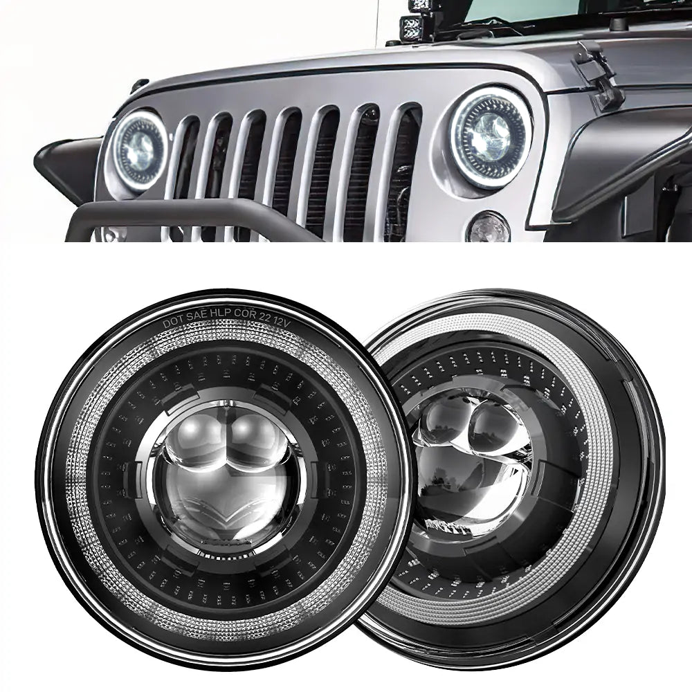 LED Headlights 'Dragons Eye' with DRL for Wrangler JK JKU TJ (pair) A+ 'OSRAM' LED
