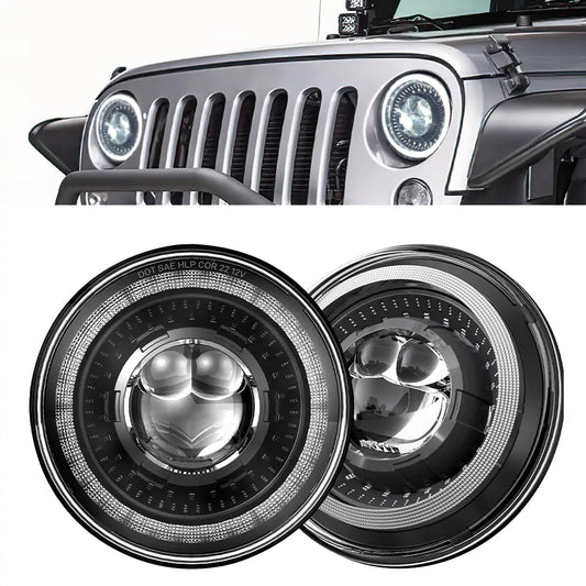 LED Headlights 'Dragons Eye' with DRL for Wrangler JK JKU TJ (pair) A+ 'OSRAM' LED