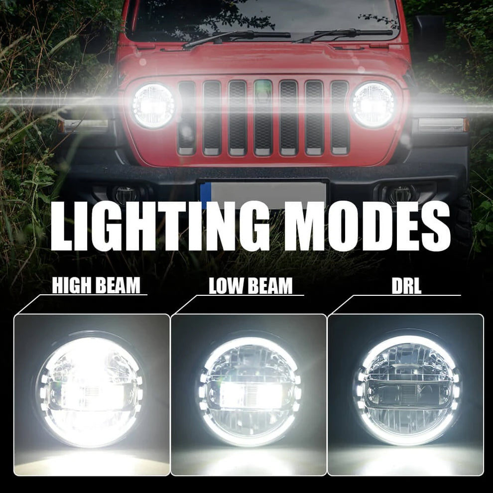 LED Headlights 'KONG' for Wrangler JL with DRL (pair with JL Adaptors) A+ 'Philips' LED