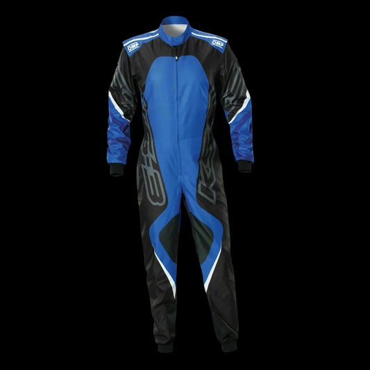 OMP KS-3X 'ART' Kart Suit BLACK / BLUE - Youth to Adult (Sizes 42-62)