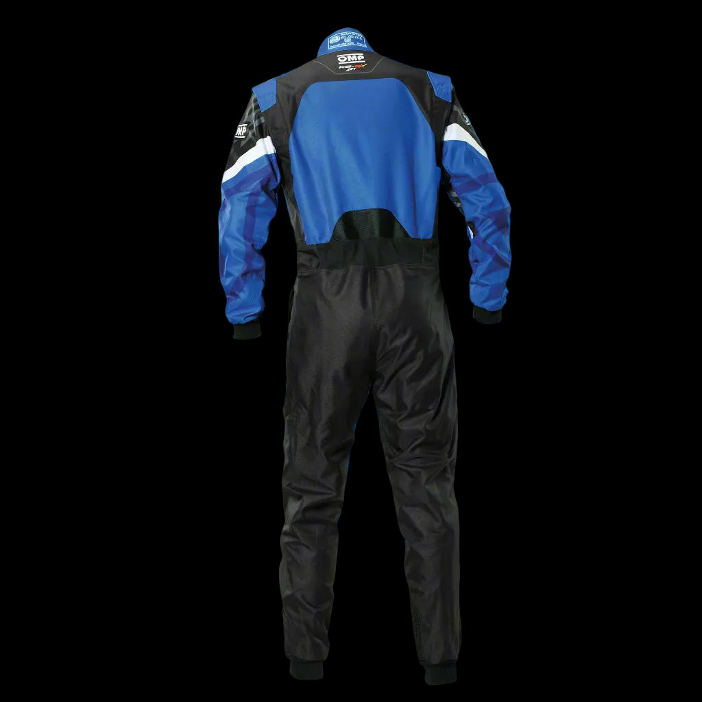OMP KS-3X 'ART' Kart Suit BLACK / BLUE - Youth to Adult (Sizes 42-62)