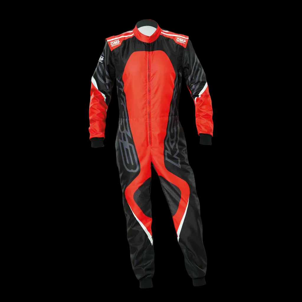 OMP KS-3X 'ART' Kart Suit BLACK / RED - Youth to Adult (Sizes 42-62)