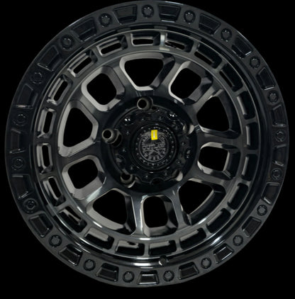 (Set of 5) AMERICAN OUTLAW 'GIBB' 17" 9J - for Landcruiser 5x150 (-12) Machine Gloss Black Tint Rims