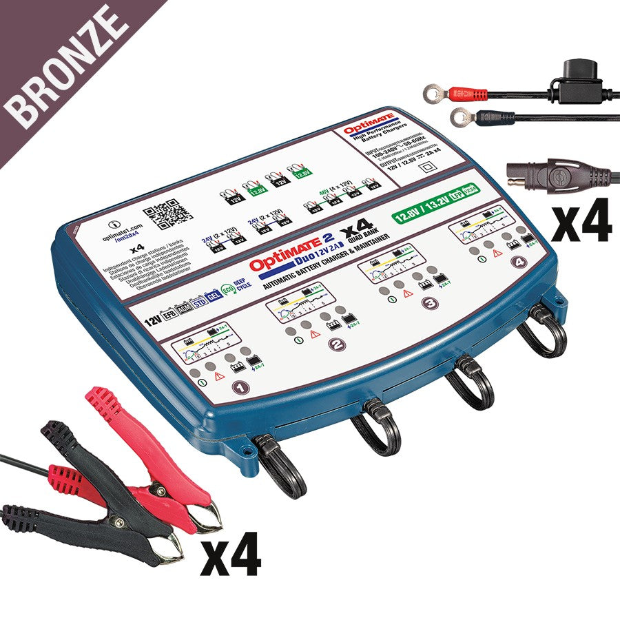 OPTIMATE 2 Duo - x4 QUAD Bank (Lithium / Standard) Car / Kart Battery Charger TM574