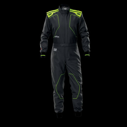 OMP KS-4 Kart Suit 2026 ANTHRACITE/ FLURO YELLOW - KIDS (Sizes 120-160)