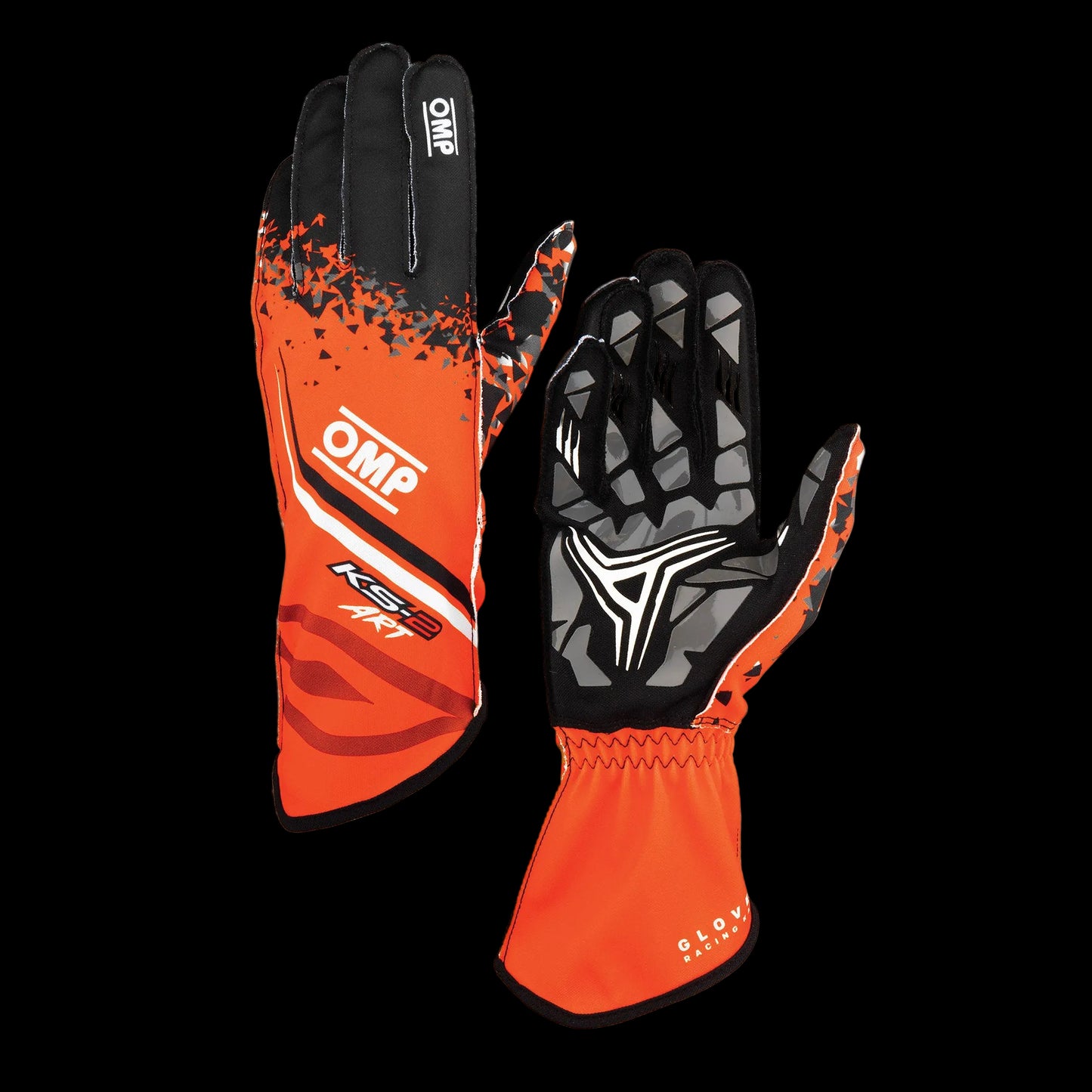 OMP KS-2 'ART' 2025 Kart Gloves - Orange / Black (Kids to Adult Sizes 5XS-XL)