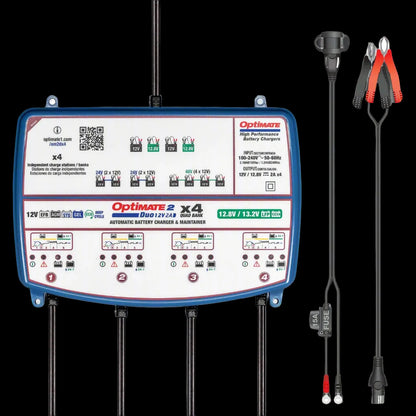 OPTIMATE 2 Duo - x4 QUAD Bank (Lithium / Standard) Car / Kart Battery Charger TM574
