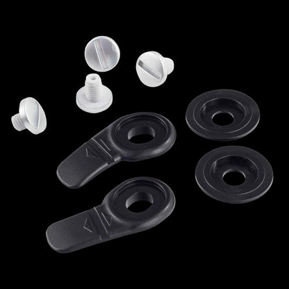 CK-6 Screw Kit Set of black and white plastic components on a white background