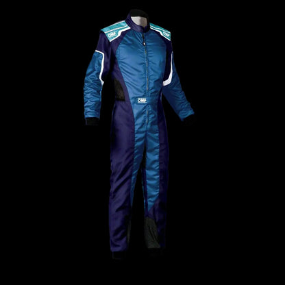 OMP KS-3 Kart Suit BLUE/WHITE/CYAN - KIDS (Sizes 120-160)