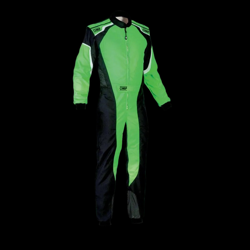 OMP KS-3 Kart Suit BLACK/FLURO GREEN - KIDS (Sizes 120-160)