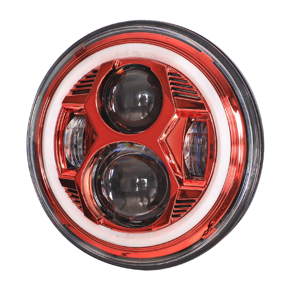 Headlights 'RED Avenger' LED DRL Halo for Wrangler JK JKU TJ (pair)