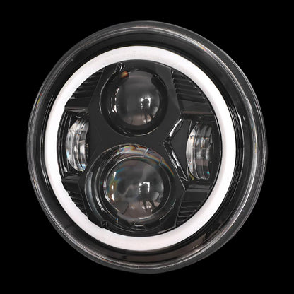 Headlights Black Avenger LED DRL Halo for Wrangler JK JKU TJ (pair)