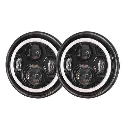 Headlights Black Avenger LED DRL Halo for Wrangler JK JKU TJ (pair)