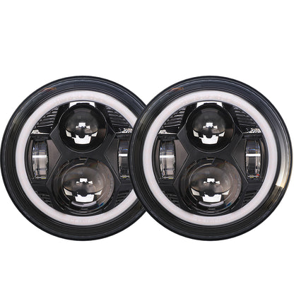 Headlights Black Avenger LED DRL Halo for Wrangler JK JKU TJ (pair)