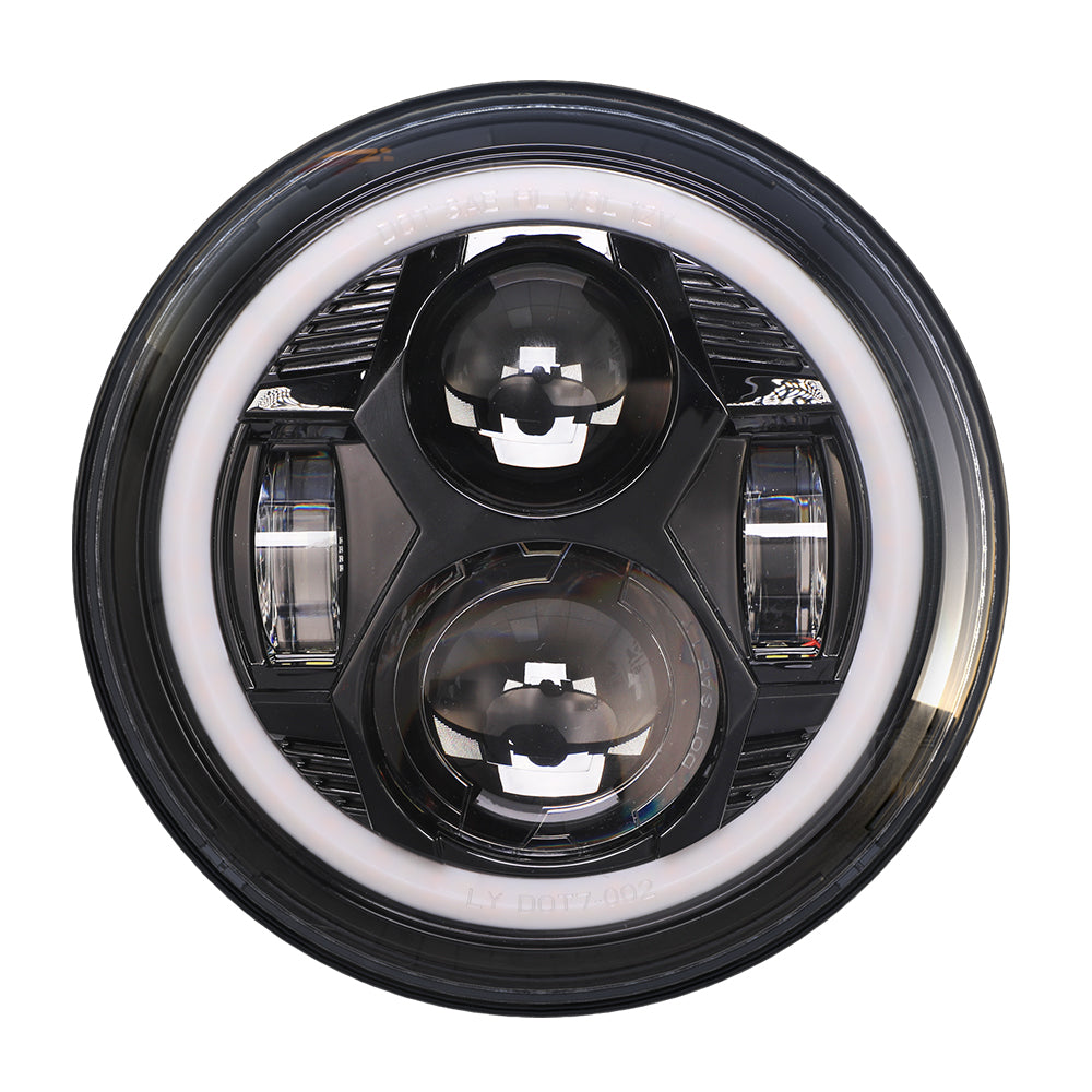 Headlights Black Avenger LED DRL Halo for Wrangler JK JKU TJ (pair)