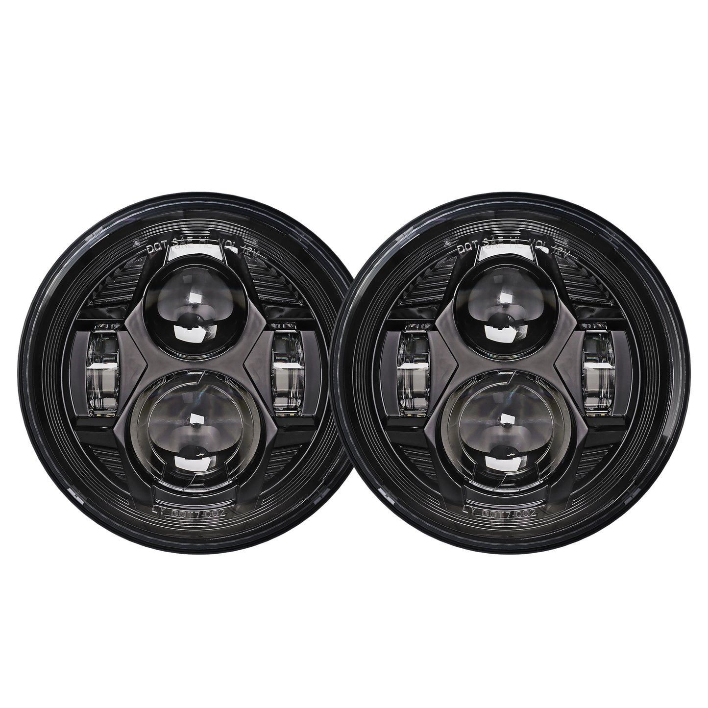 Headlights 'BLACKED OUT' Avenger LED for Wrangler JK JKU TJ (pair)