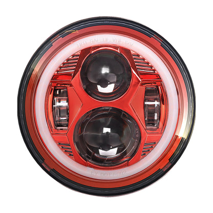 Headlights 'RED Avenger' LED DRL Halo for Wrangler JK JKU TJ (pair)