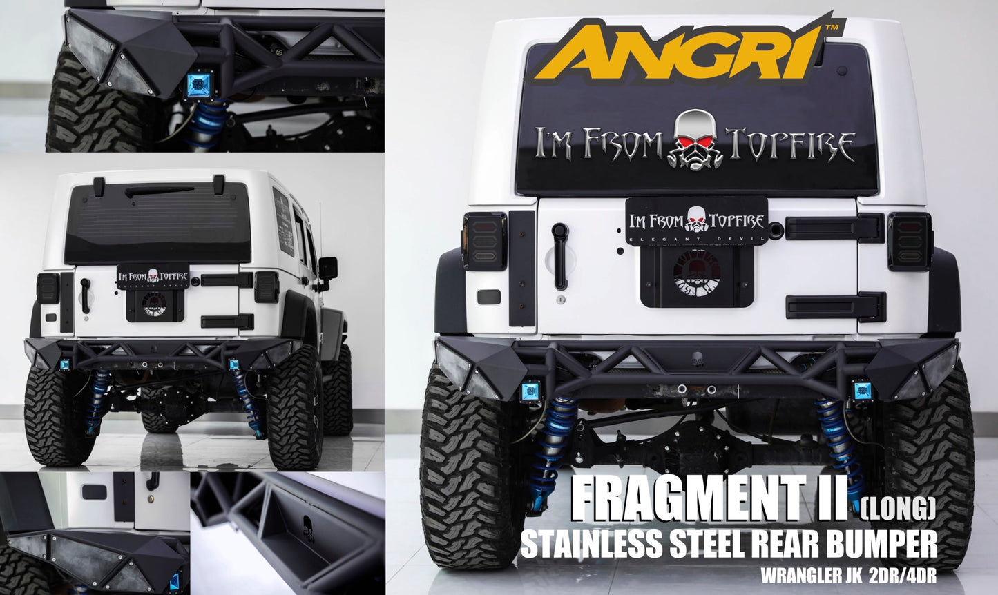 Topfire Fragment II Stainless Steel Rear Bumper (Long) for Wrangler JK JKU