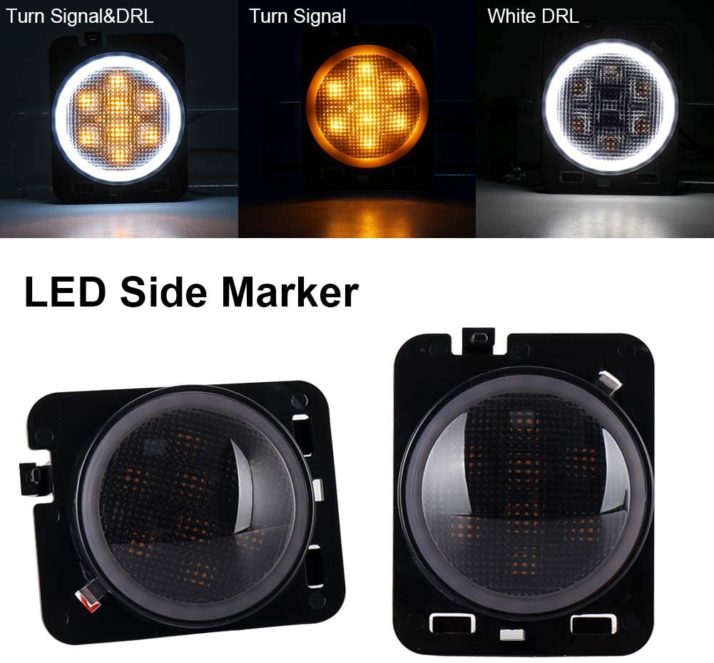 INDICATORS LED - Standard Fenders 'Flush Mount' with HALO DRL for Wrangler JK JKU (pair)