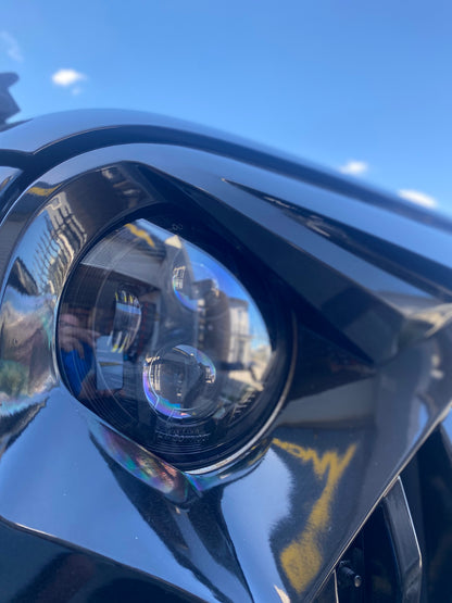 Headlights 'BLACKED OUT' Avenger LED for Wrangler JK JKU TJ (pair)