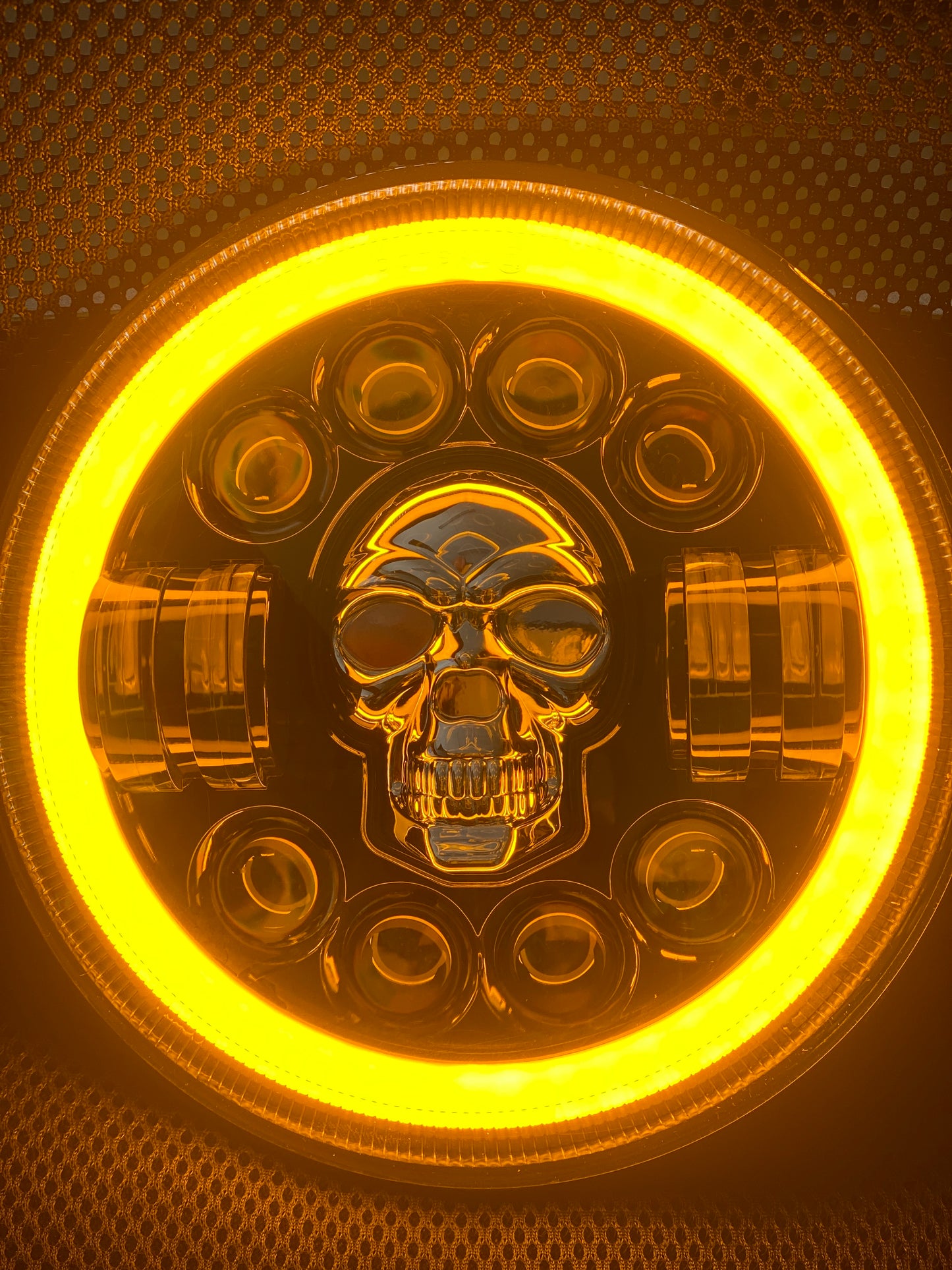 Headlights COLOURED SKULL LED DRL Halo for Wrangler JK / JKU / TJ (pair)