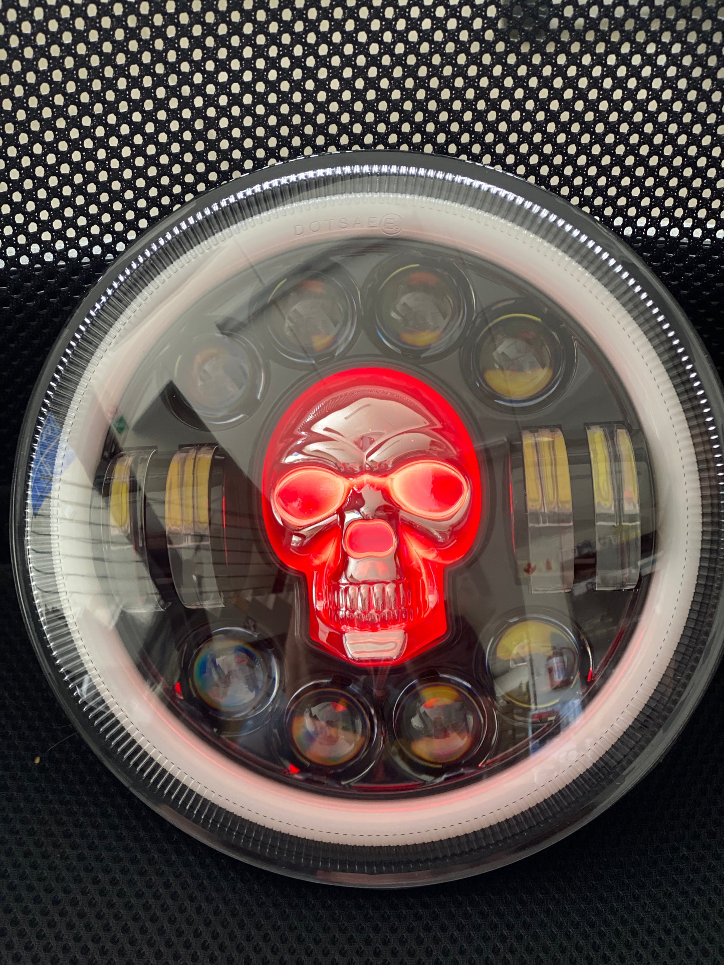 Headlights COLOURED SKULL LED DRL Halo for Wrangler JK / JKU / TJ (pair)