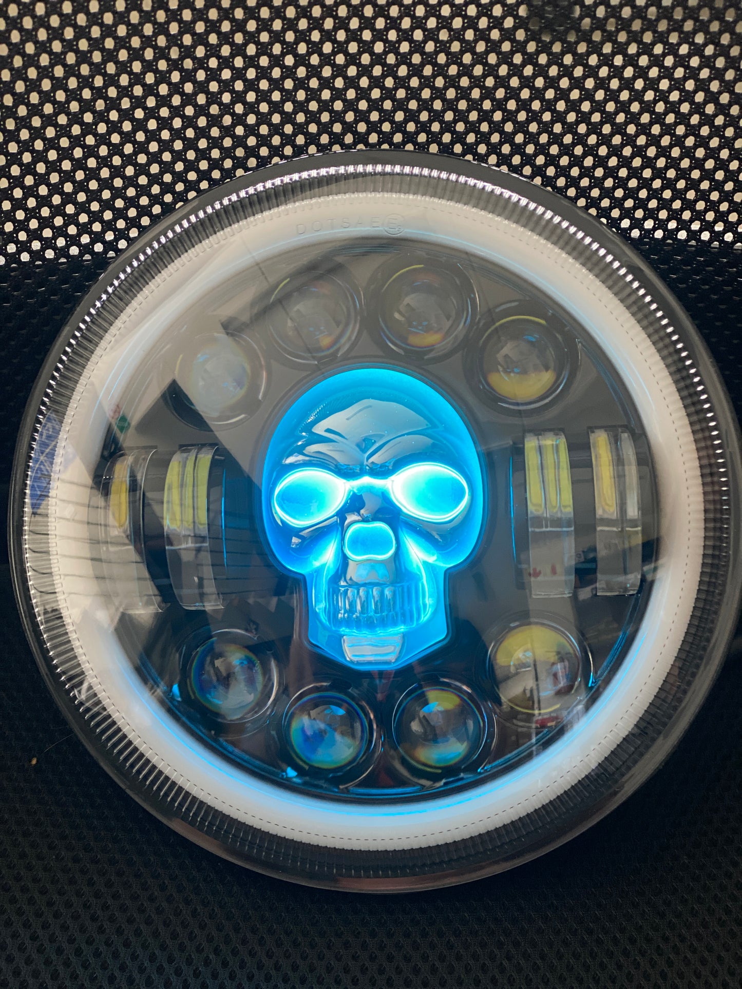 Headlights COLOURED SKULL LED DRL Halo for Wrangler JK / JKU / TJ (pair)