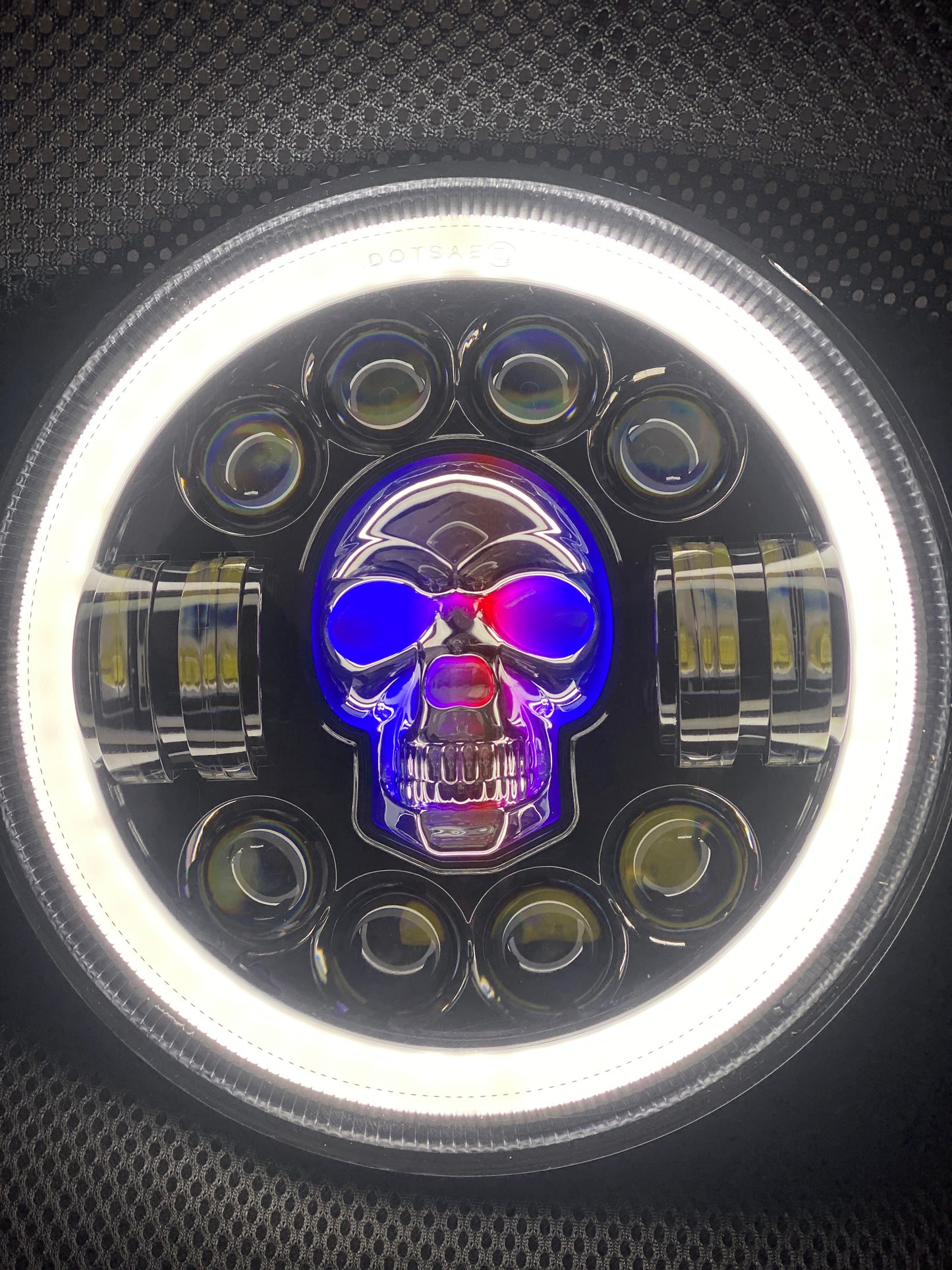 Headlights COLOURED SKULL LED DRL Halo for Wrangler JK / JKU / TJ (pair)