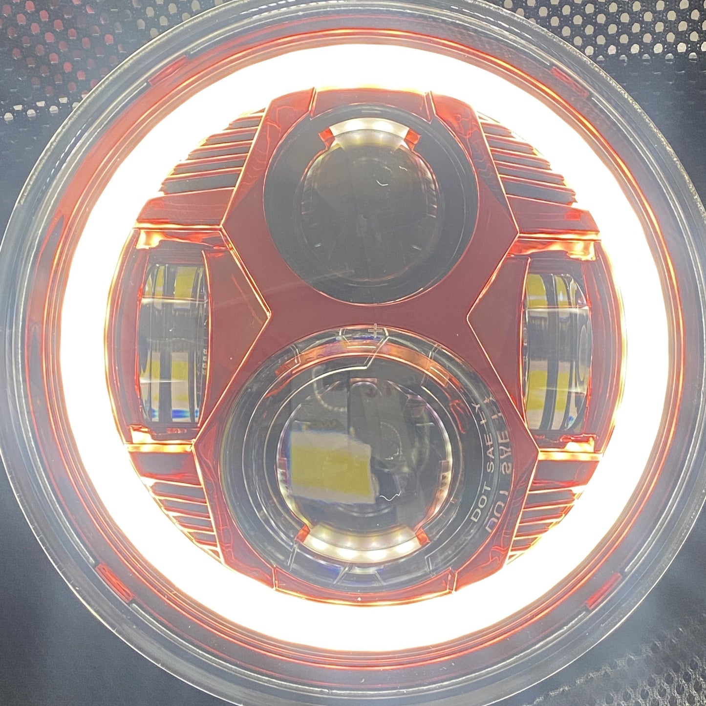 Headlights 'RED Avenger' LED DRL Halo for Wrangler JK JKU TJ (pair)