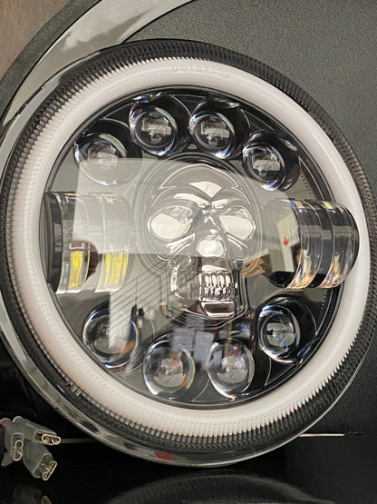 Headlights COLOURED SKULL LED DRL Halo for Wrangler JK / JKU / TJ (pair)