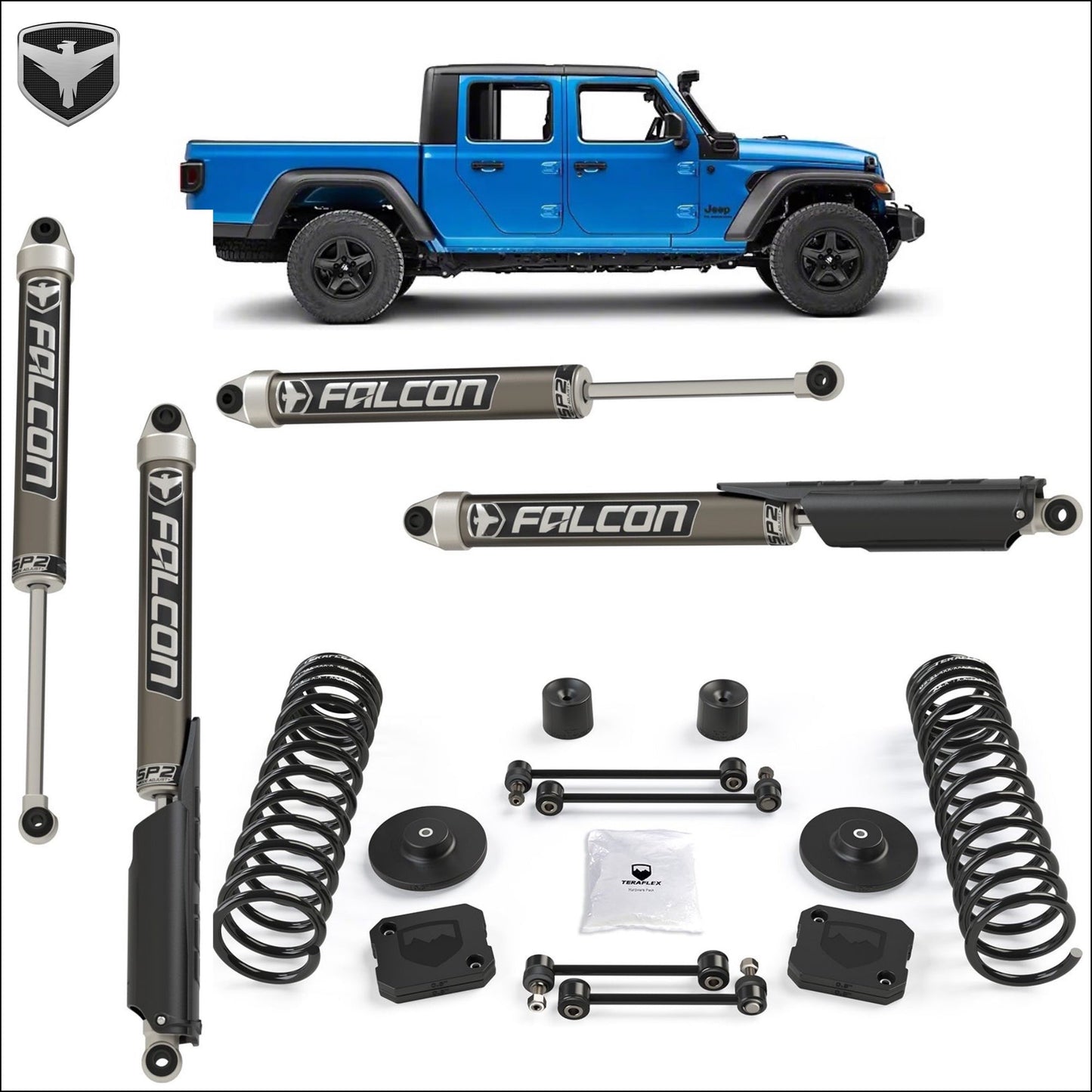 Teraflex 2.5" Performance Coil and Spacer Lift with FALCON SP2 2.1 Shocks (Kit Only) for JT Gladiator