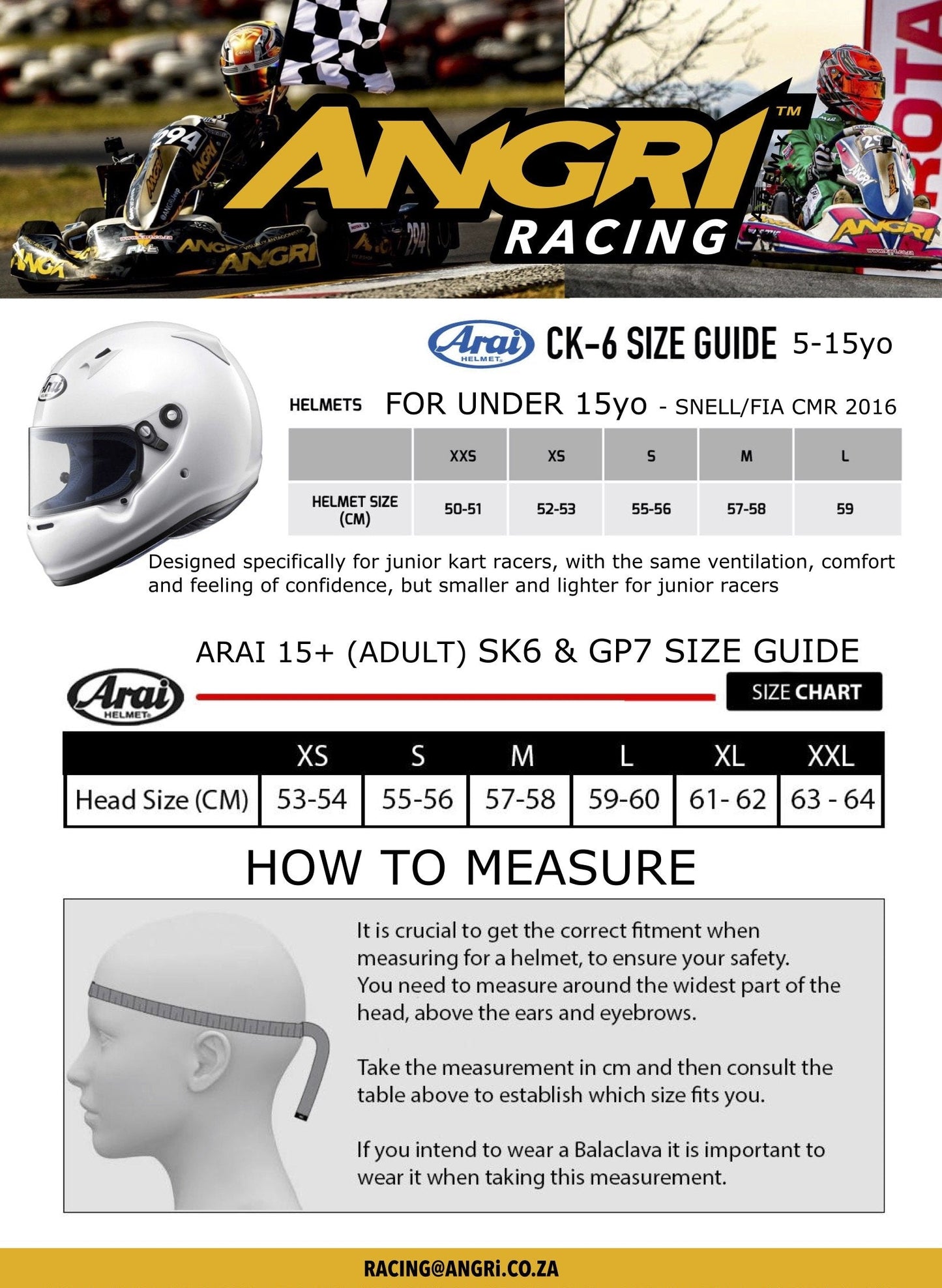 ARAI SK-6 Senior Karting Helmet (bundled with PED Kit) 15yo+