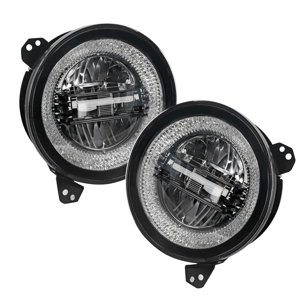 Headlights "9" RGB 'DIAMOND' for Wrangler JL / JLU with DRL (App Controlled) A+ LED