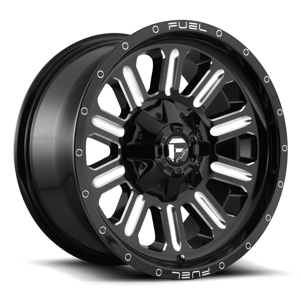 FUEL OFFROAD 'Hardline' 17" D620 - Gloss Black Milled 17" 9J Rims -12 (set of 5 Jeep 5x127 and 5x114)
