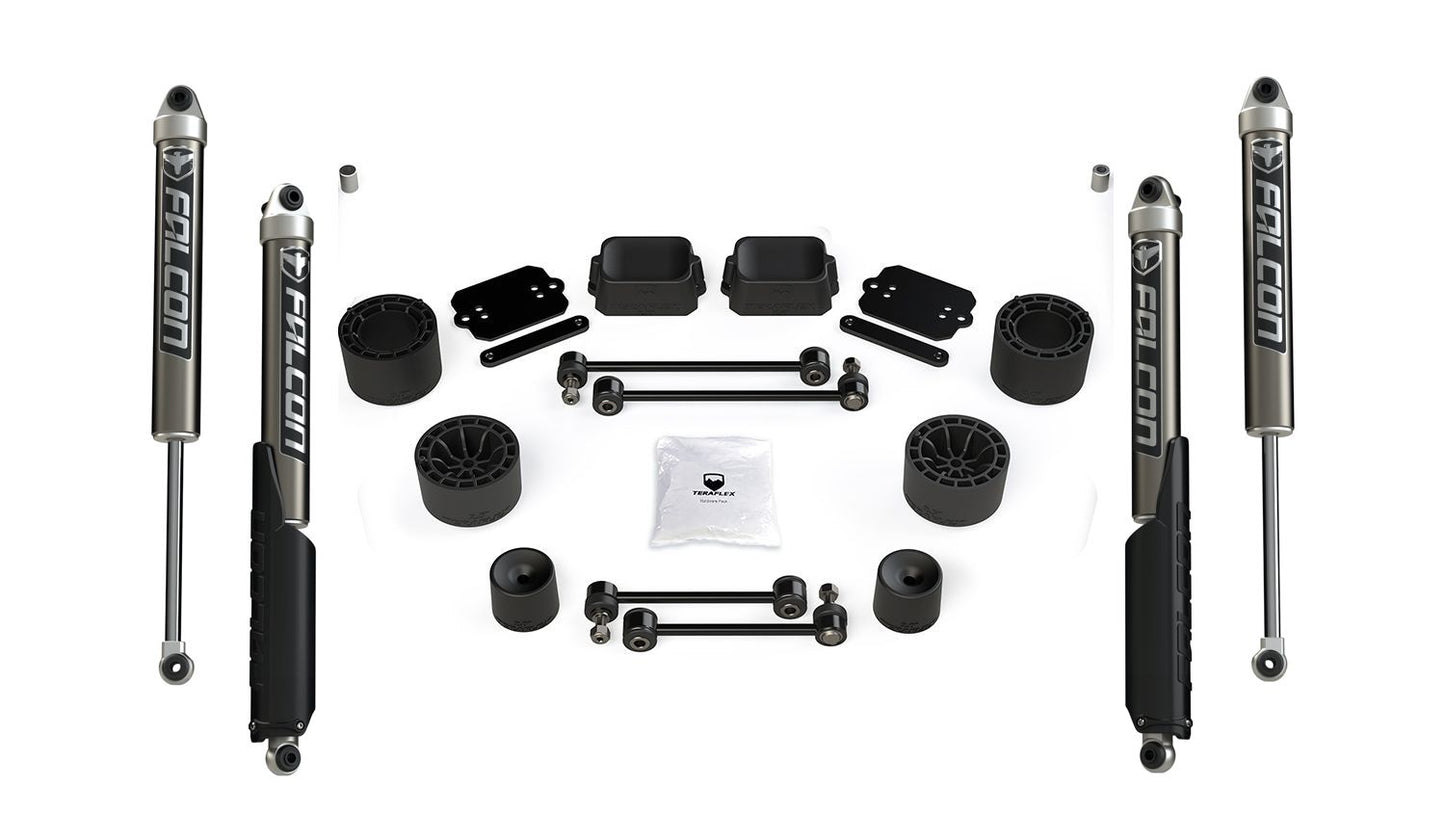FULLY FITTED: 2.5” Teraflex Performance Spacer Lift Kit with FALCON SP2 shocks for Wrangler 2dr JL / 4dr JLU